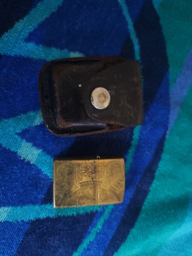Zippo Lighter With Leather Case