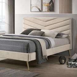 😲👉  BEIGE FULL SIZE BED FRAME - CAMA MATRIMONIAL