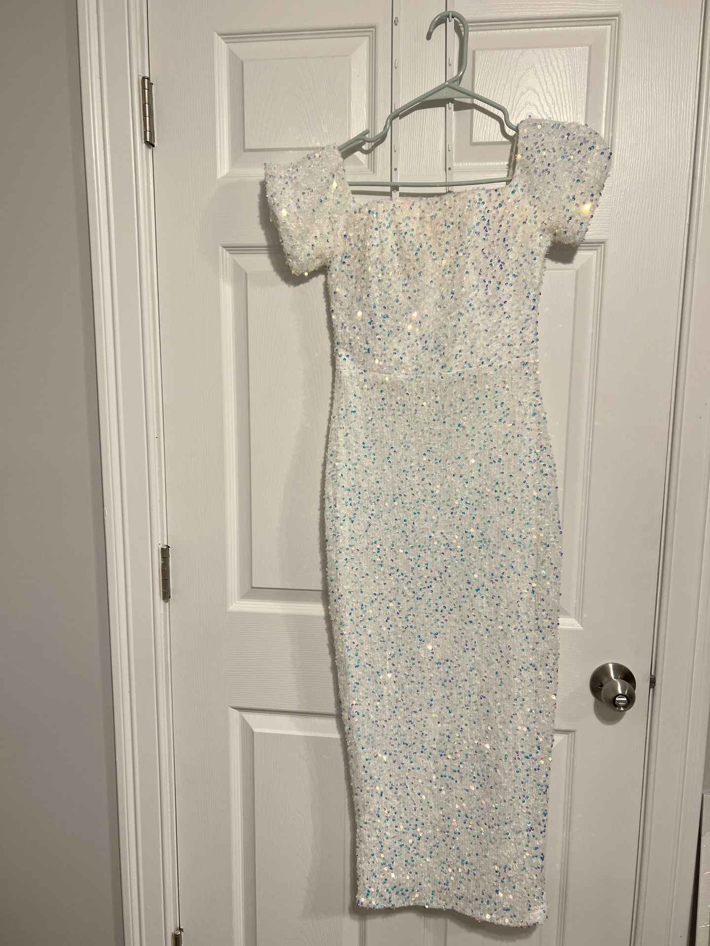 White Sequin Bodycon Dress