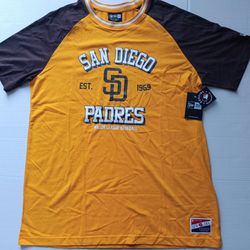 Size XL San Diego Padres New Era Men's Brown And Gold Throwback Tee