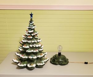 Extra Large Ceramic Christmas Tree: 23" Nowell Rough Branch Tree, Lighted Base