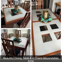 Unique Expandable Contemporary Dining  & High Back Chair Set