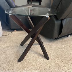 End Table. Wood With Glass Top MOVING SALE!