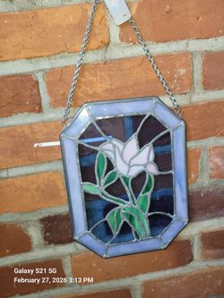 Vintage  Stain Glass Window Hanger 