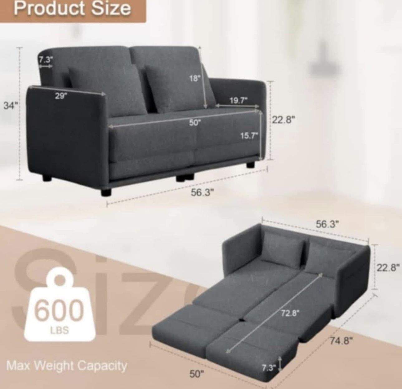 Pull out sofa couch/Loveseat sleeper