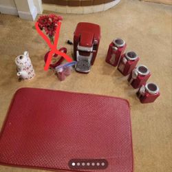 Set Of Red Kitchen Items