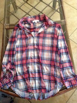 Pink and Blue Flannel Shirt