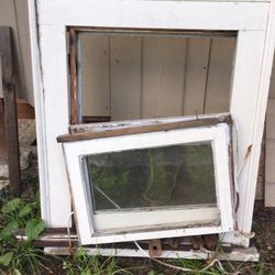 Old Wood Frame Glass Window