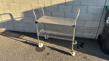 Solid Top Stainless Steel Wire Cart - 39 x 18 x 41"