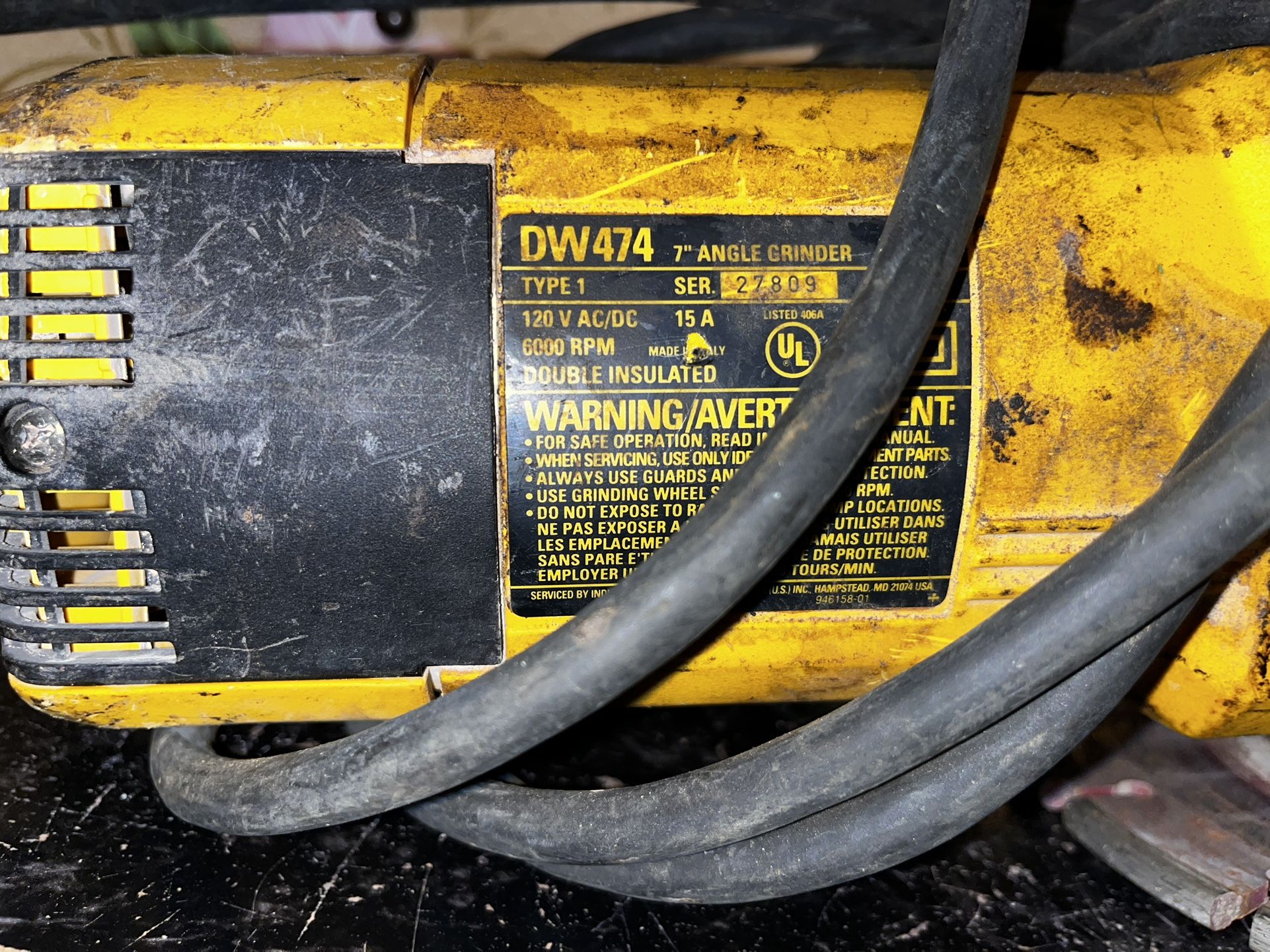 DeWALT Large Angel Grinder Dw474 Series 27809