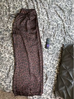 Leopard print silk pants
