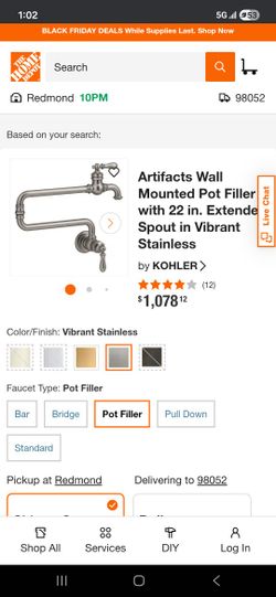 New Kohler Artifacts Wall Mounted Pot Filler 