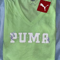 Woman’s Lime Green Puma Tee /size Large /8.00    for Pick Up 