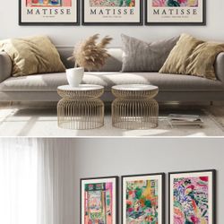 Classical Artwork French Floral Window Girl Woman Colorful Abstract Still Life - Canvas 3 Pieces Henri Matisse Print