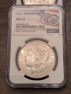 Graded MS 62 1921 P Morgan Dollar