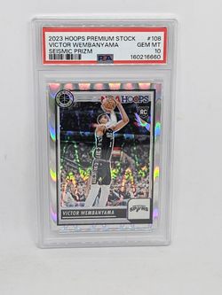 2023 PANINI HOOPS PREMIUM STOCK | SEISMIC PRIZMVICTOR WEMBANYAMA PSA 10