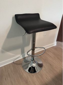 Swivel Counter / Bar Stool Leather Adjustable Kitchen Counter Bar Chair Black Low Back