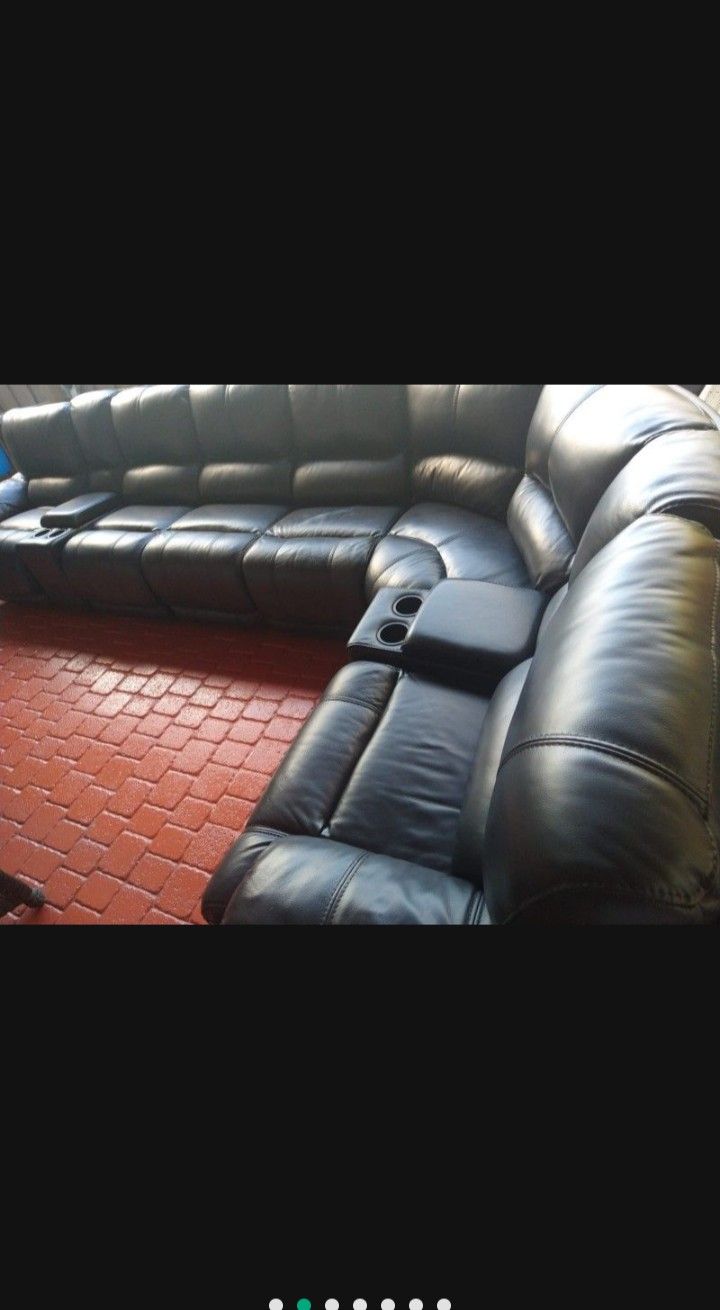 SECTIONAL GENUINE LEATHER RECLINER ELECTRIC ⚡ BLACK...
