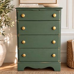 Awesome shabby distressed green and gold dresser