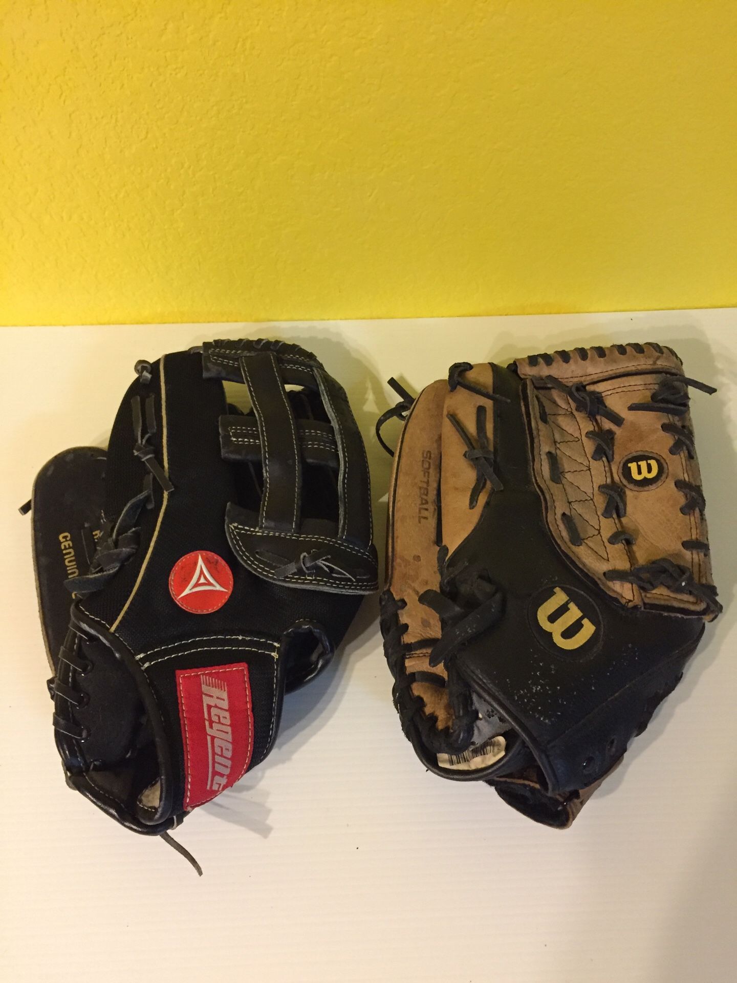Wilson and Regent LHT 14” Baseball/Softball Gloves $25 Ea.