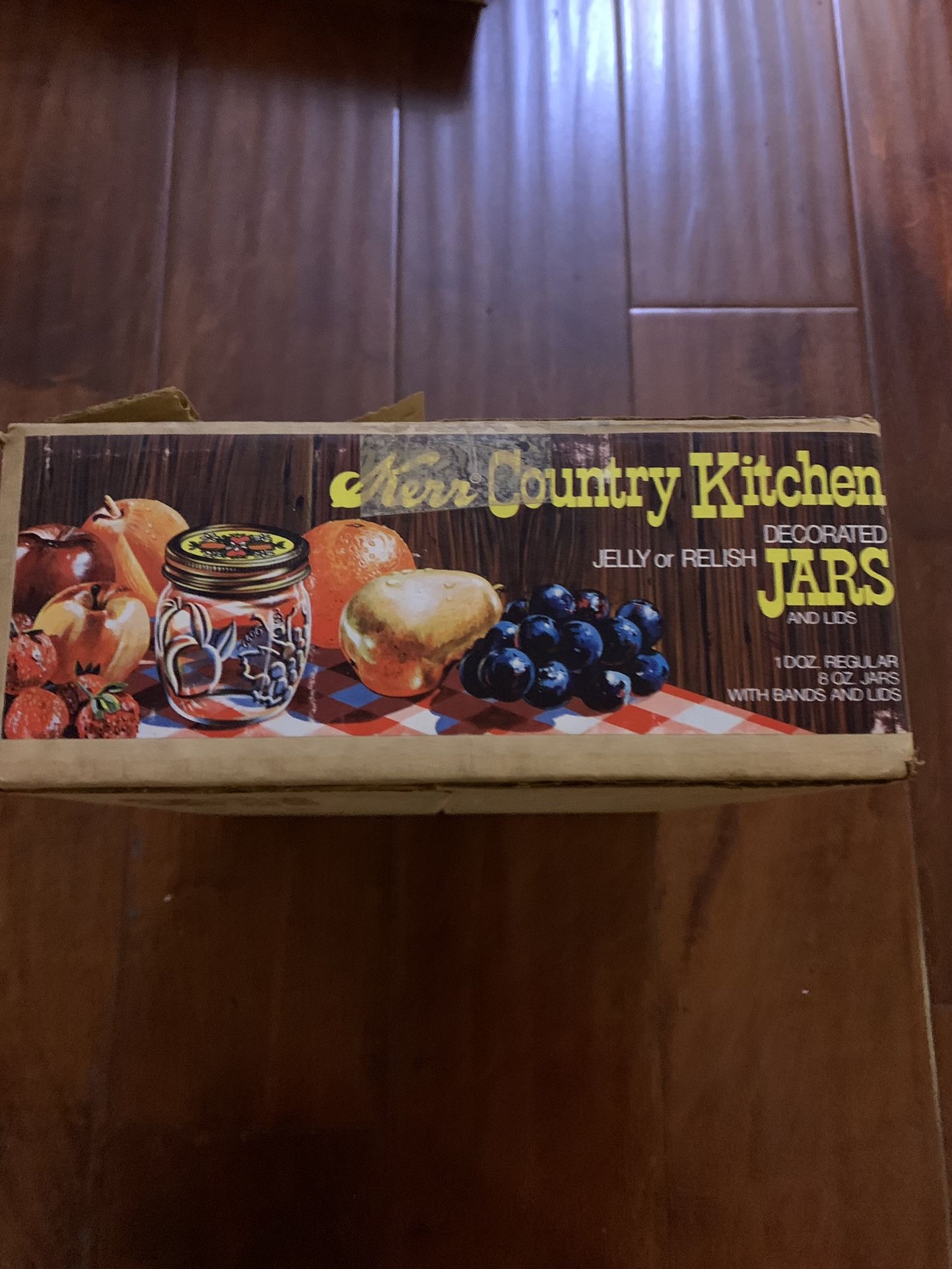 Vintage Kerr Country Kitchen Decorated Jelly/Relish Jars N Lids New