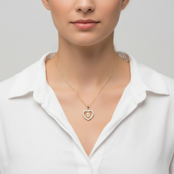 14K Tri Color Gold Virgin Mary Heart Pendant