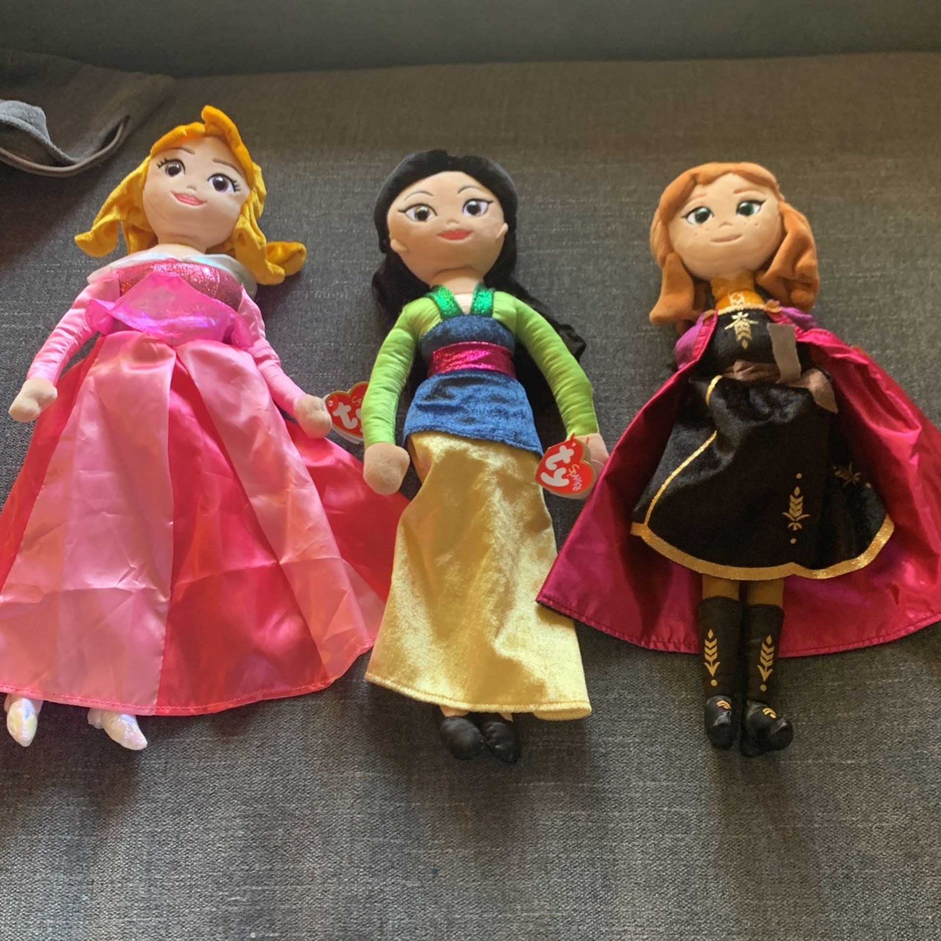Sparkle TY Princess Aurora , Anna And ,Mulan