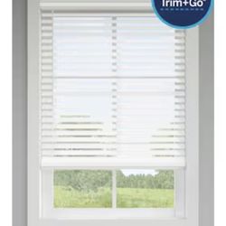 LEVOLOR Trim+Go 2.5-in Slat Width 35-in x 64-in Cordless White Faux Wood Room Darkening Horizontal Blinds
