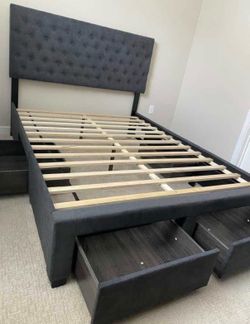 Gray Bed With Storage Drawers - Queen or King Available Too