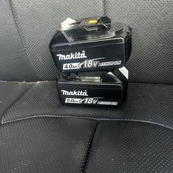 Makita 18v  5.0ah and 4.0ah batterys