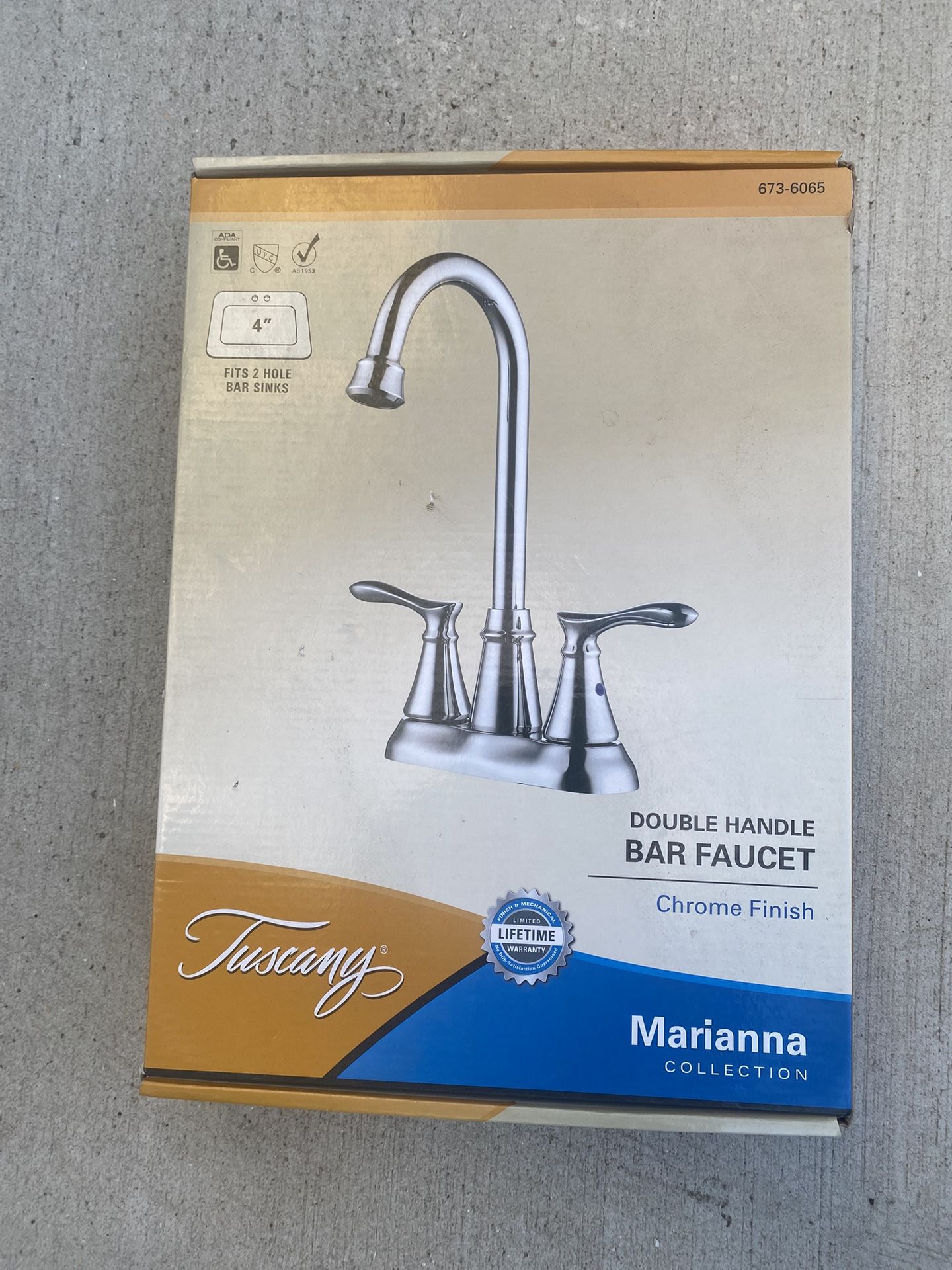 Tuscany’s Marianna Collection Double Handle Bar Faucet in Chrome Finish New in box Mounting Center - 4 inch Faucet Finish - Chrome Number of Handle