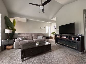 Living Room Set (Todoe Ashley Furniture) - Fireplace / Heater TV Stand, Coffee Table, & End Tables