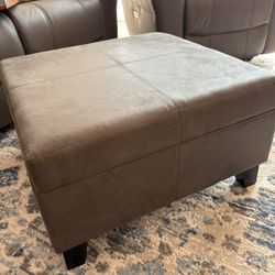 Large Faux Leather Square Storage Ottoman