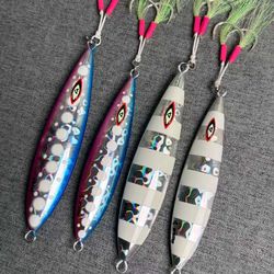 Reflective Holographic Metal Jig with BKK Assist Hooks – Slow Pitch Lure for Tuna, Deep Sea, Saltwater