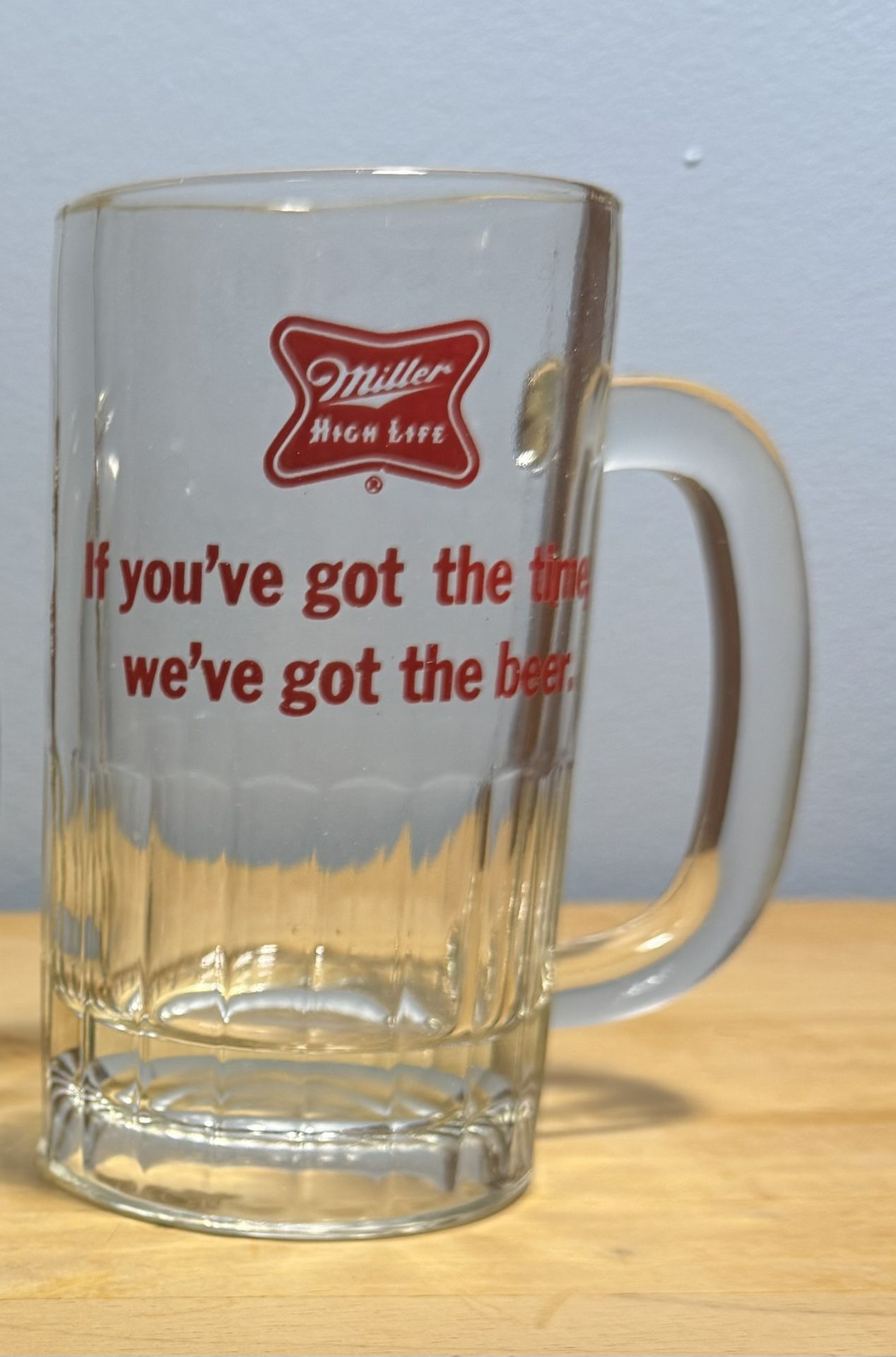 Older Miller High Life heavy beer glass