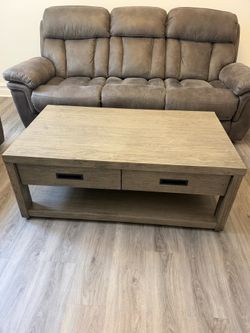 Coffee Table with Storage Drawers & Wheels