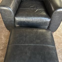 Leather Chair and Ottoman 