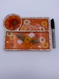Orange Resin tray with skeleton sticker