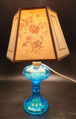 1960s Hollywood Regency Electrified Kerosene Parlor Lamp w/ Original Paper Shade