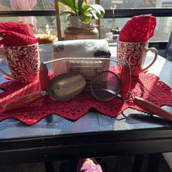 Lot Vintage Red Kitchen Items