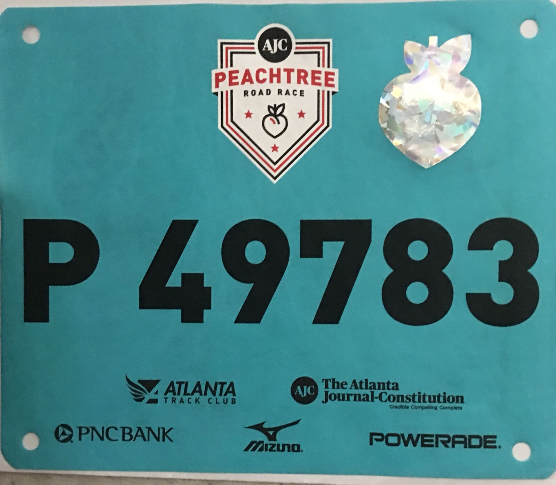AJC 2018 PEACHTREE ROAD RACE BIB,,,, WAVE P