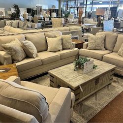 The Best Price ⭕ $10 Down Payment Finance ⭕Claredon Living Room Set ▪️ Sofa & Loveseat & Chair