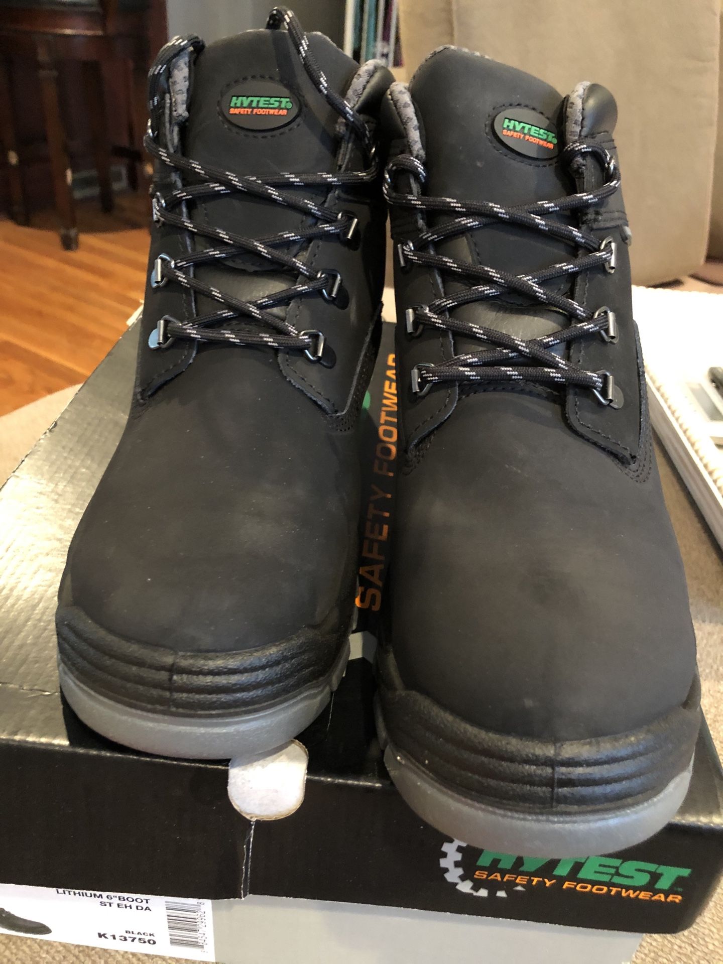 Men’s black waterproof work boots size 10.5