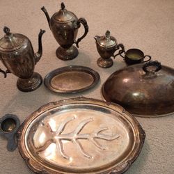 Antique Plates, Cups , Silver Plated Vases Etc
