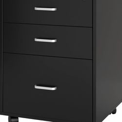soges 3 Drawer Mobile File Cabinet, Rolling Filing Cabinet, Home Office Lockable Pedestal File Cabinet, Under Desk Cabinet on Wheels, 10CZSSFC04BK