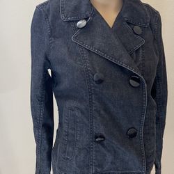 Talbot’s Double Breasted Black Denim  Blazer Size 6 Petite
