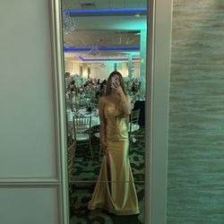 Gold Strapless Prom Dress