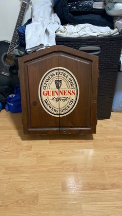 Vintage 1977 Guinness Brewery Beer MAN CAVE !  Dart Board Cabinet Scoreboard $120
