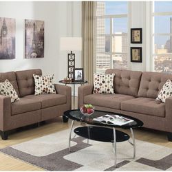 2 PC SOFA SET NEW IN BOX. LIGHT COFFEE ☎️ 1714586,2564