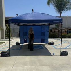 New In Box 10x10 Feet EZ Pop Up Canopy Gazebo Camping Beach Market Tent With Wall Sand Bag Navy Blue 